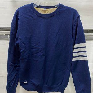 Blue Four Stripe Pullover Sweatshirt